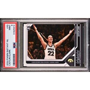 Caitlin Clark 2023-24 Panini #49 NCAA Scoring Leader Card 1 of 9378 PSA 9 Mint